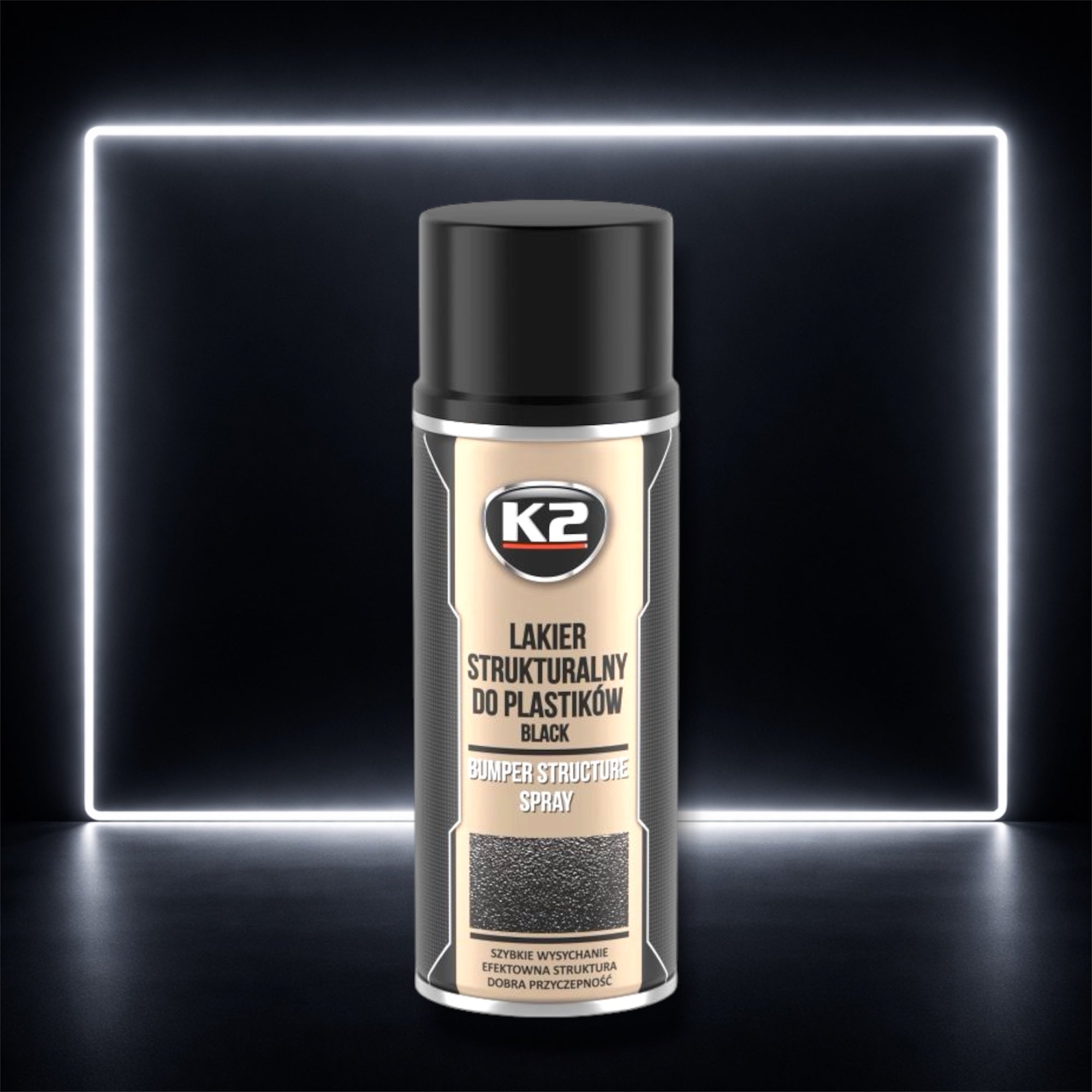 K2 Bumper Black – Spray Texturado para Plásticos Preto (400ml)