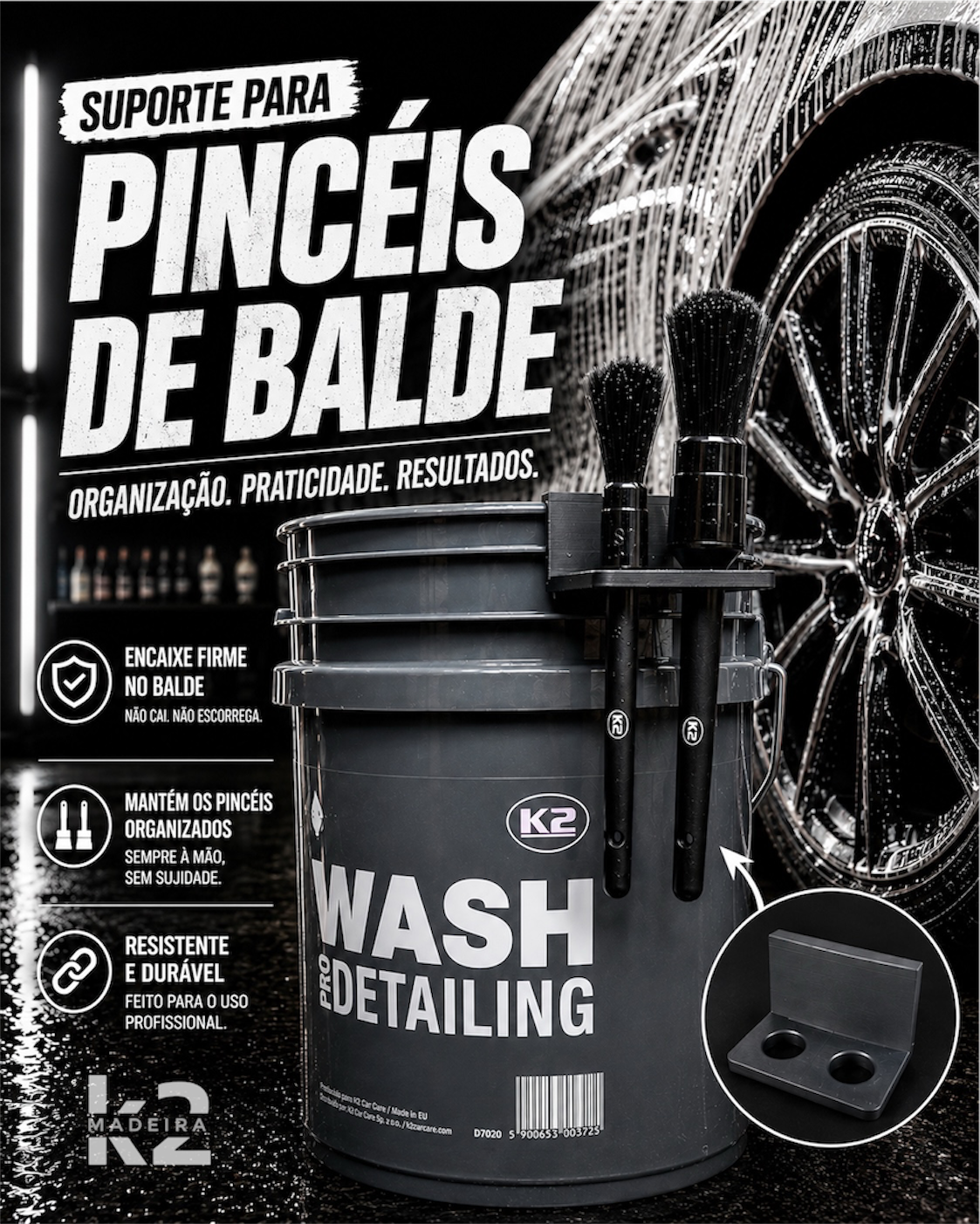Suporte para 2 Pincéis de Detalhe para Balde – Organização e Praticidade