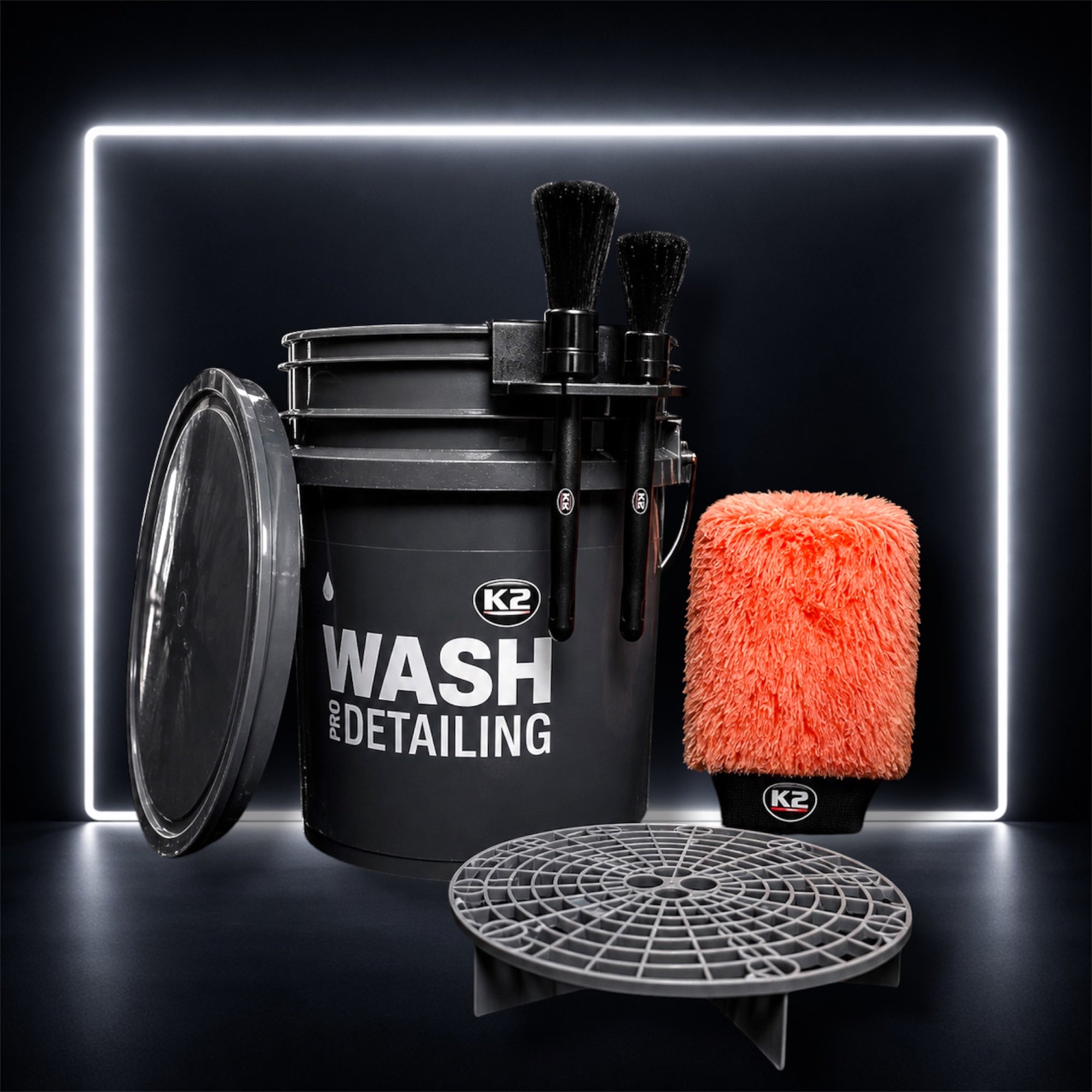 Kit Balde K2 Completo – Balde + Rede + Tampa + Luva + 2 Pincéis + Suporte