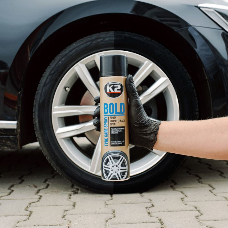 K2 BOLD Spray para Pneus – Brilho Imediato, Proteção UV e Resultado Duradouro