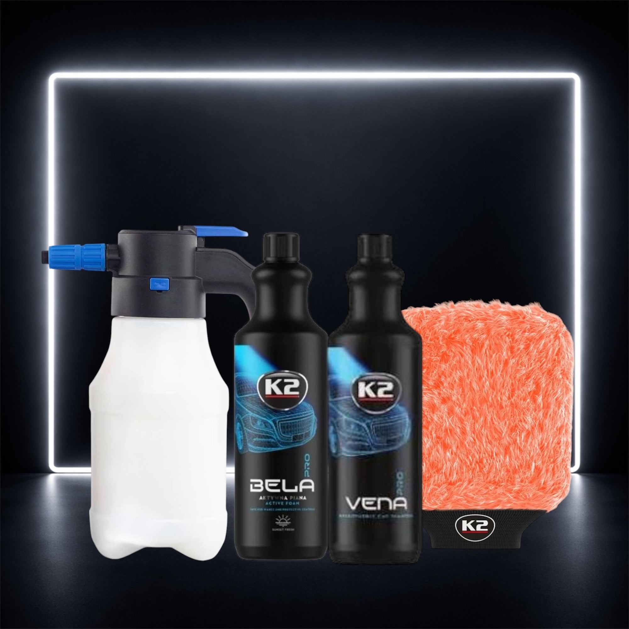 Kit Foam Pro K2 Madeira - Foamer elétrico + pre lavagem + shampoo hidrofóbico + luva