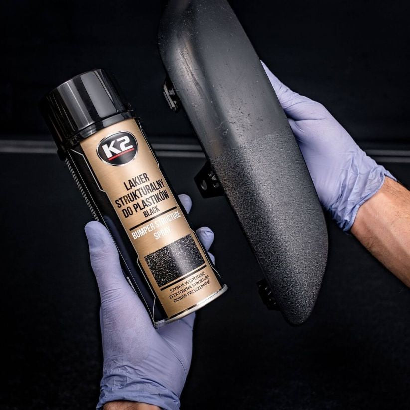 K2 Bumper Black – Spray Texturado para Plásticos Preto (400ml)