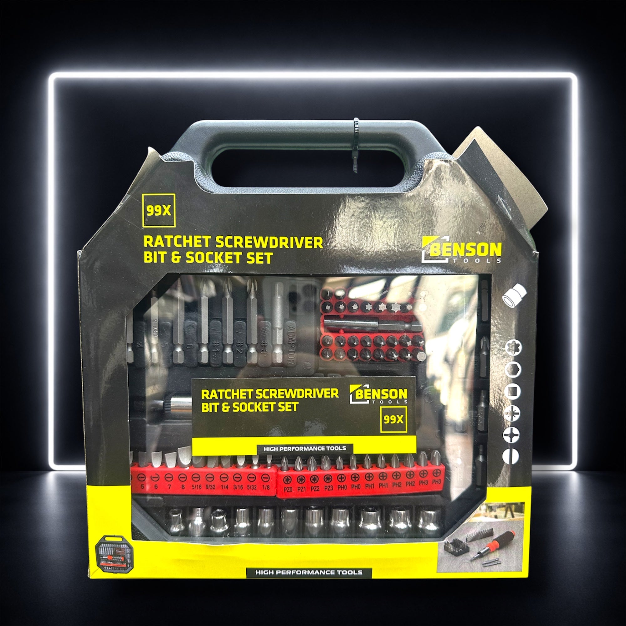 Benson Tools – Kit de Chaves, Bits e Roquete 99 Peças