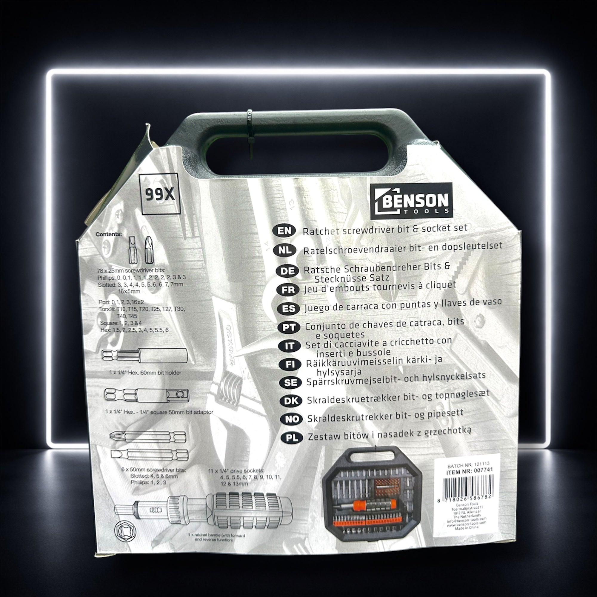 Benson Tools – Kit de Chaves, Bits e Roquete 99 Peças
