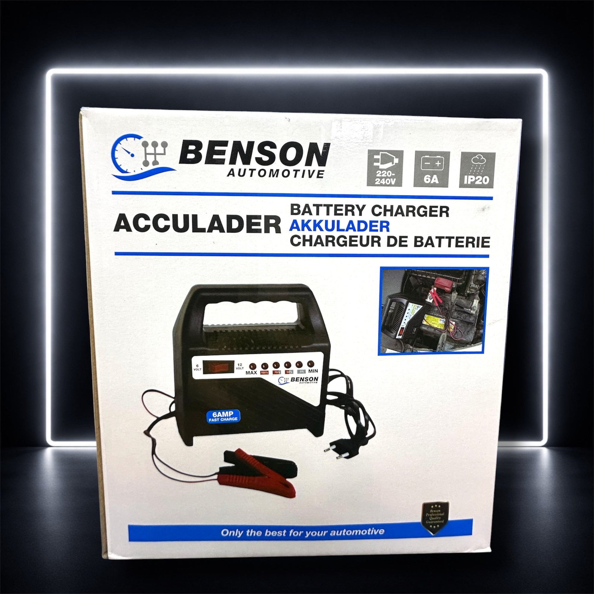 Carregador de Baterias Benson 6V/12V – 6A | Carros e Motas