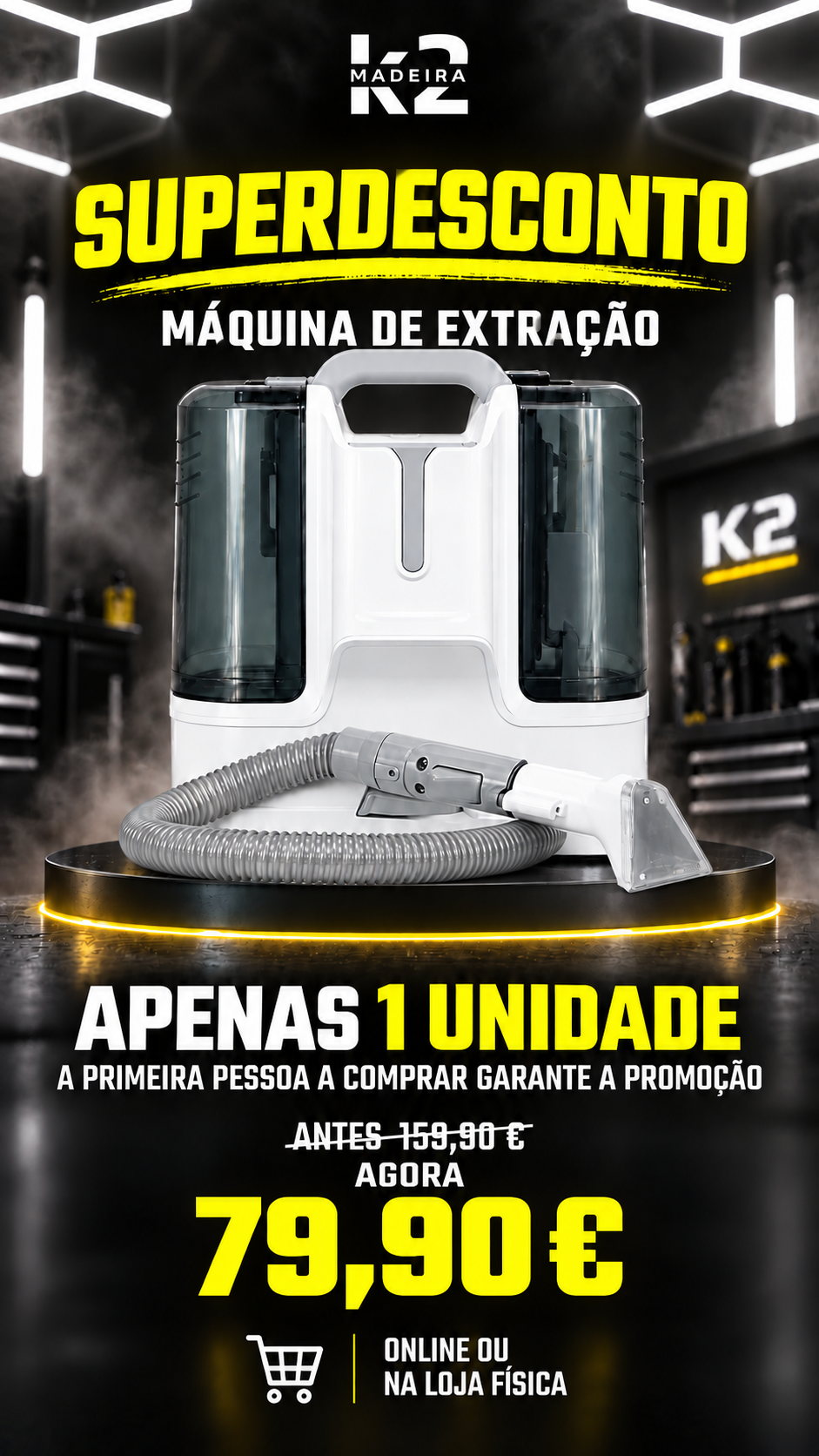 Máquina de Extração Portátil para Estofos – Limpeza Profunda