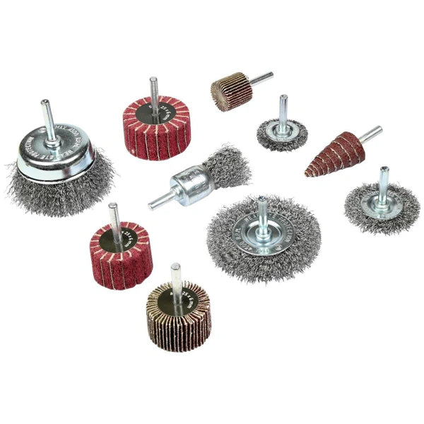 Conjunto de Escovas Metálicas e Lixas para Berbequim – 10 Peças