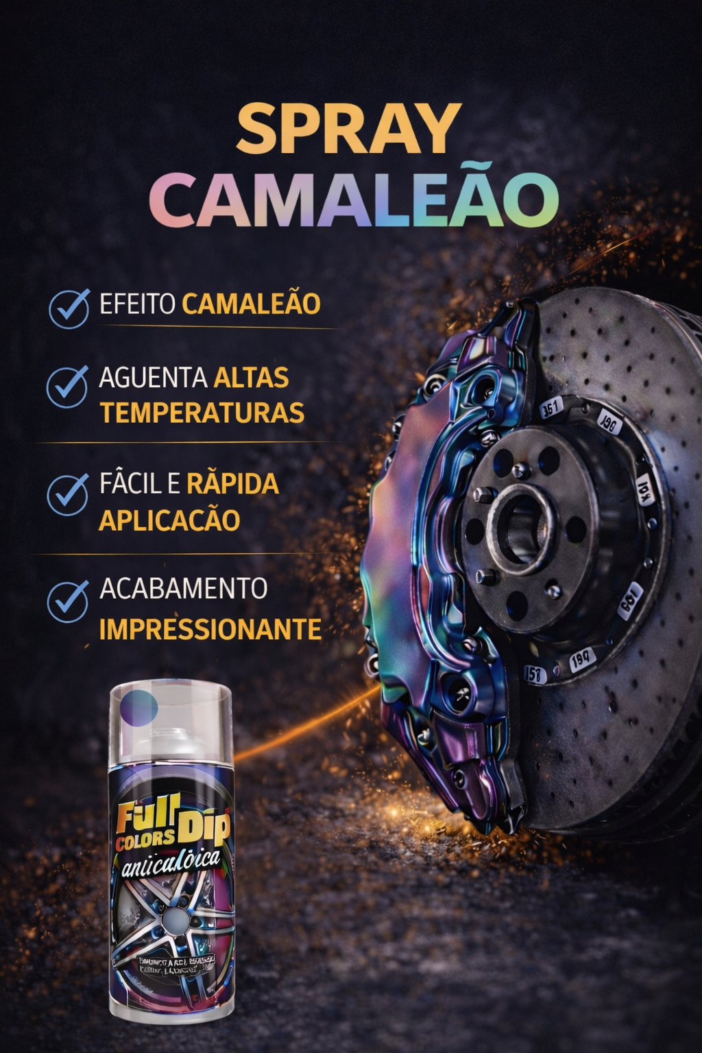 Spray Camaleão – Efeito Multicor para Pinças, Jantes e Peças Automóvel